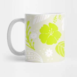 Foliage & Hibiscus Pattern - Green Mug